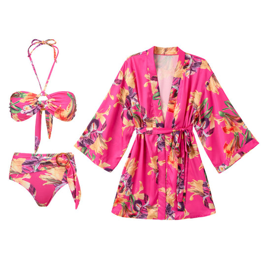Damen Bikiniset mit floralem Design und modischem Wickelband EB