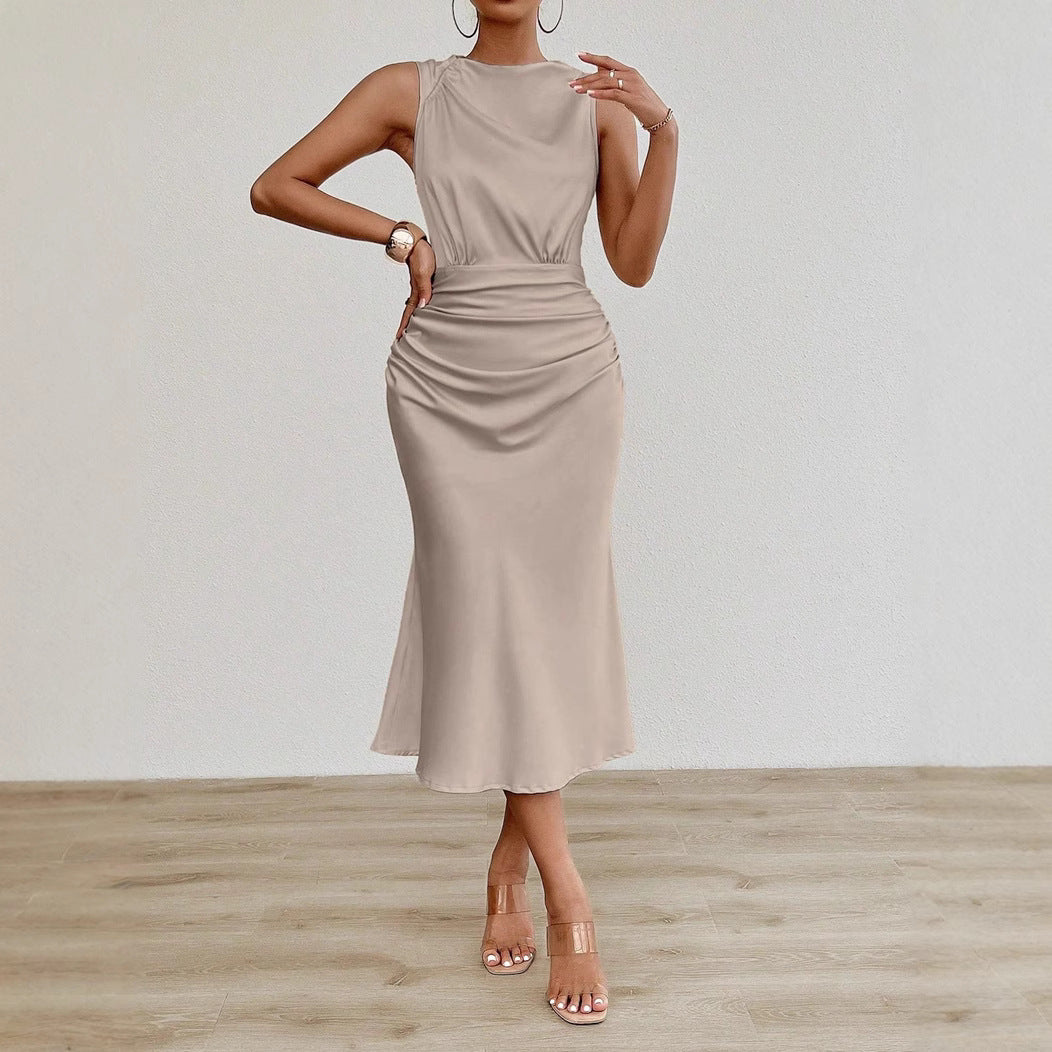 Damen Elegantes Midi-Kleid mit taillierter Passform und raffinierter Raffung EB