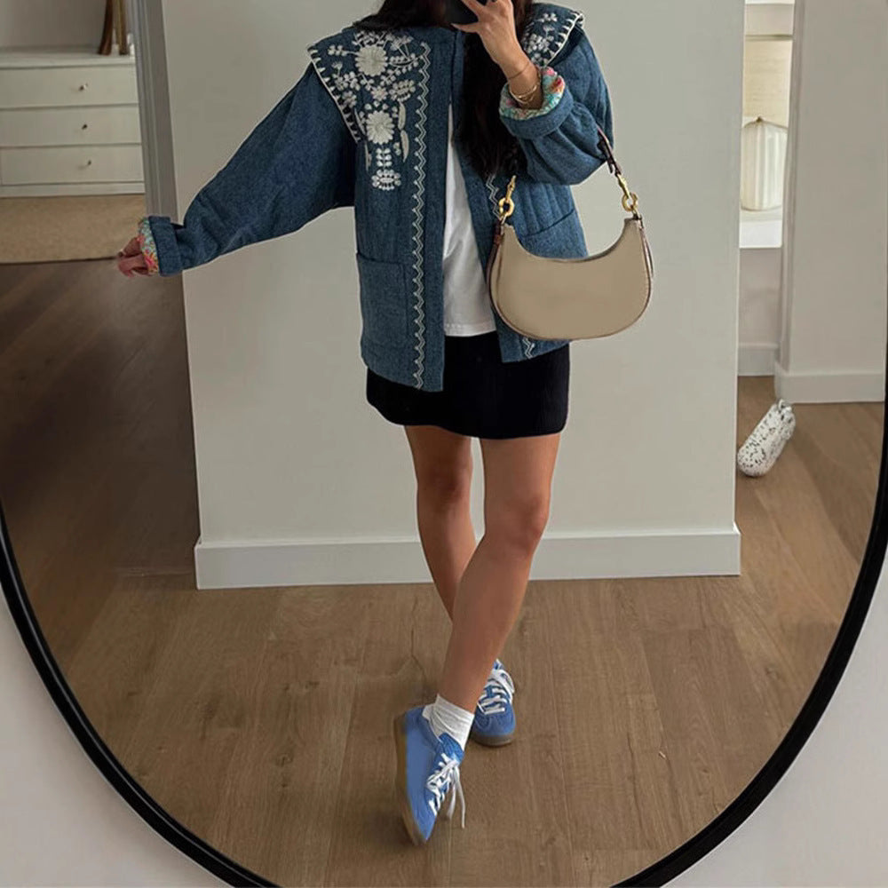 Damen Bestickte Denimjacke EB