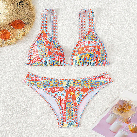 Damen Bikini mit auffälligem floralem Design EB