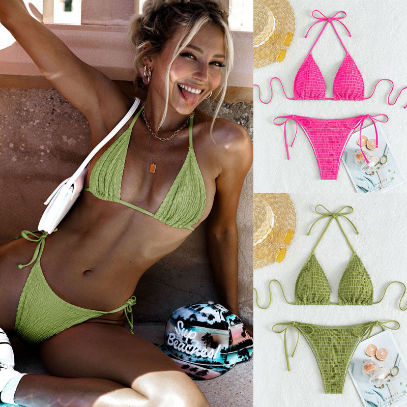 Damen Triangel-Bikini Set mit verstellbaren Trägern und minimalistischem Design EB