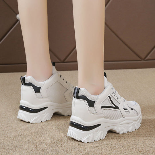 Damen Komfortable Plateau-Sneaker mit atmungsaktiver Mesh-Oberfläche EB