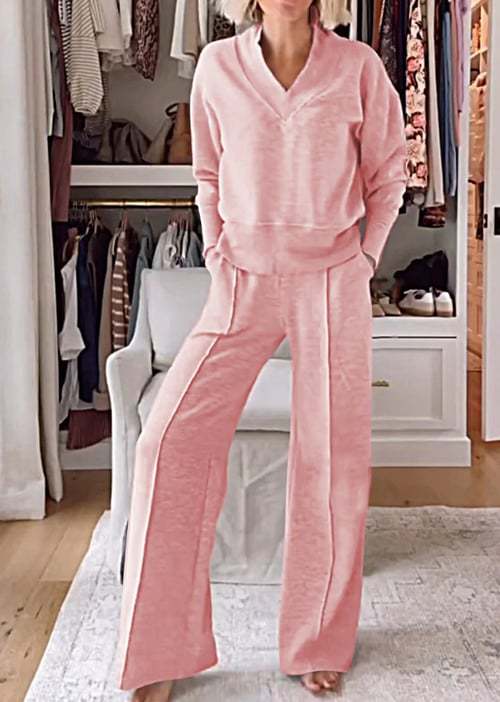 Damen Angesagtes Freizeit-Set mit weitem Schnitt und tiefem V-Ausschnitt EB