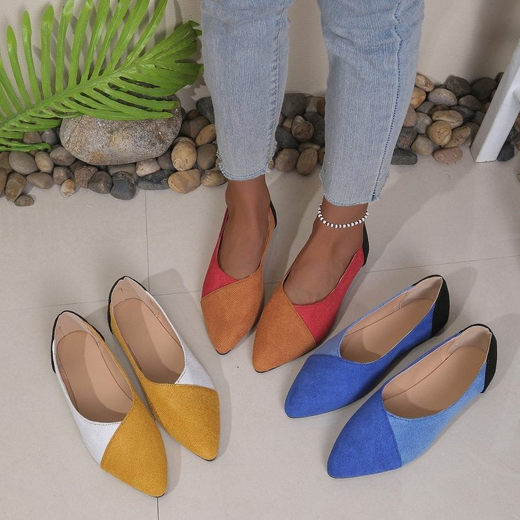 Damen Ballerinas mit spitz zulaufender Sohle und modischem Farbkontrast EB