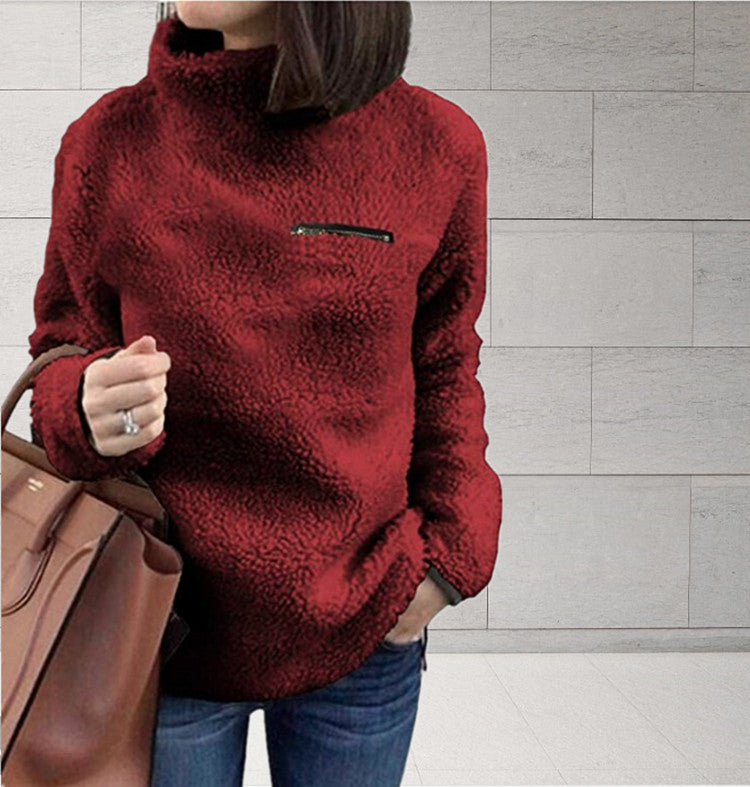 Damen Fleece-Pullover mit hohem Kragen und femininer Passform EB