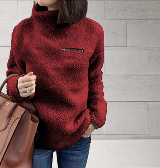 Damen Fleece-Pullover mit hohem Kragen und femininer Passform EB