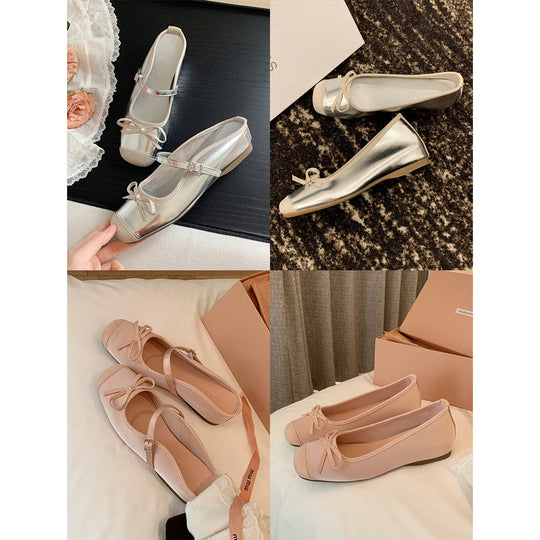 Damen Slingback Ballerinas mit dekorativem Schleifendetail EB