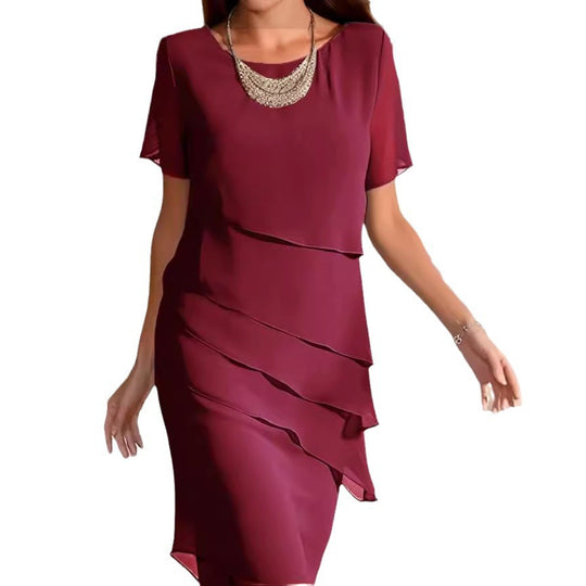 Damen elegantes Wickelkleid mit Schichten EB