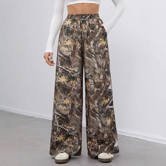 Damen Freizeit Palazzohose im modernen Camouflage-Design EB