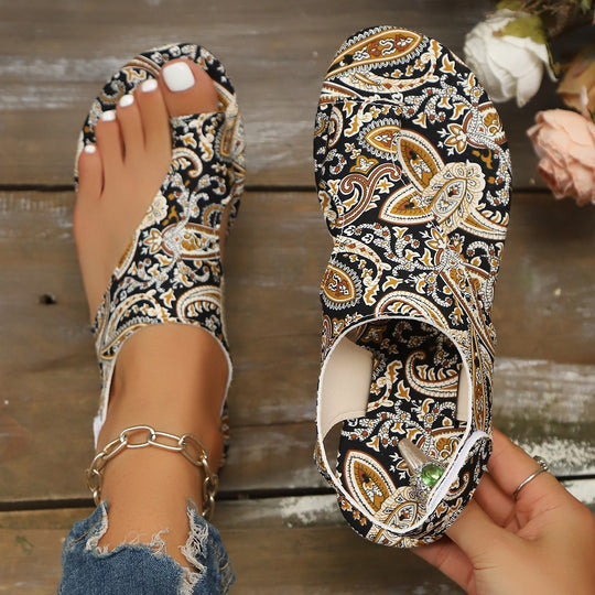 Damen bequeme Zehentrenner mit fesselndem Paisleymuster EB