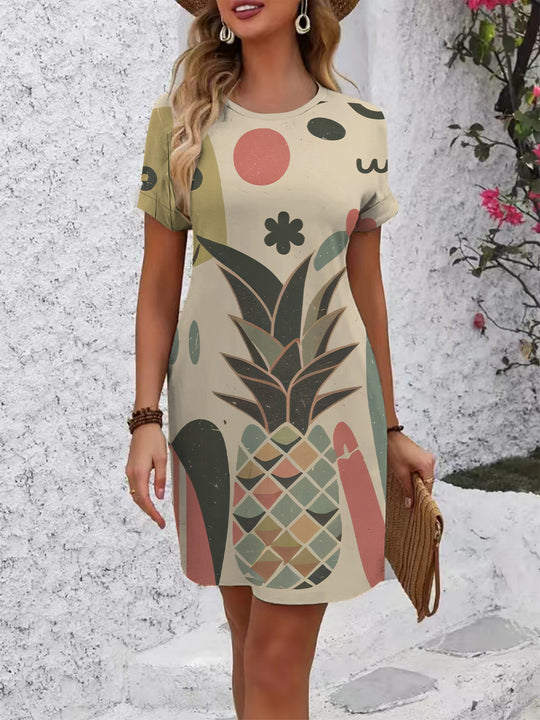 Damen Kurzarmkleid mit geometrischem Print EB