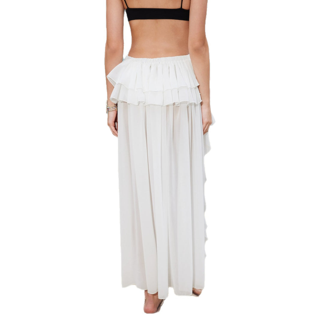 Damen eleganter, fließender Strandrock mit Rüschen EB