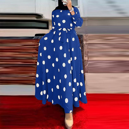 Damen Maxikleid mit auffälligem Polka-Dot-Muster EB