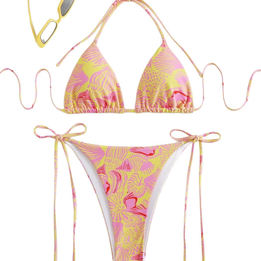 Damen Triangel-Bikini-Set mit seitlichen Schnürdetails EB