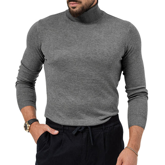 Herren nan Slim-Fit Rollkragenpullover Feinstrick mit Stretch, schmaler Silhouette und gerippten Bündchen EB