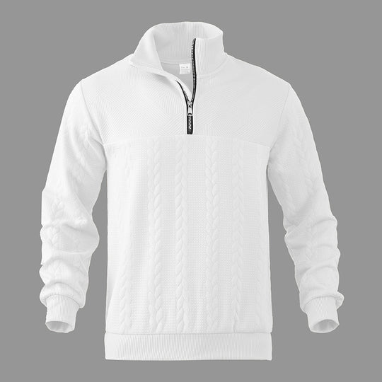 Herren Pullover mit strukturierter Optik und hohem Kragen EB