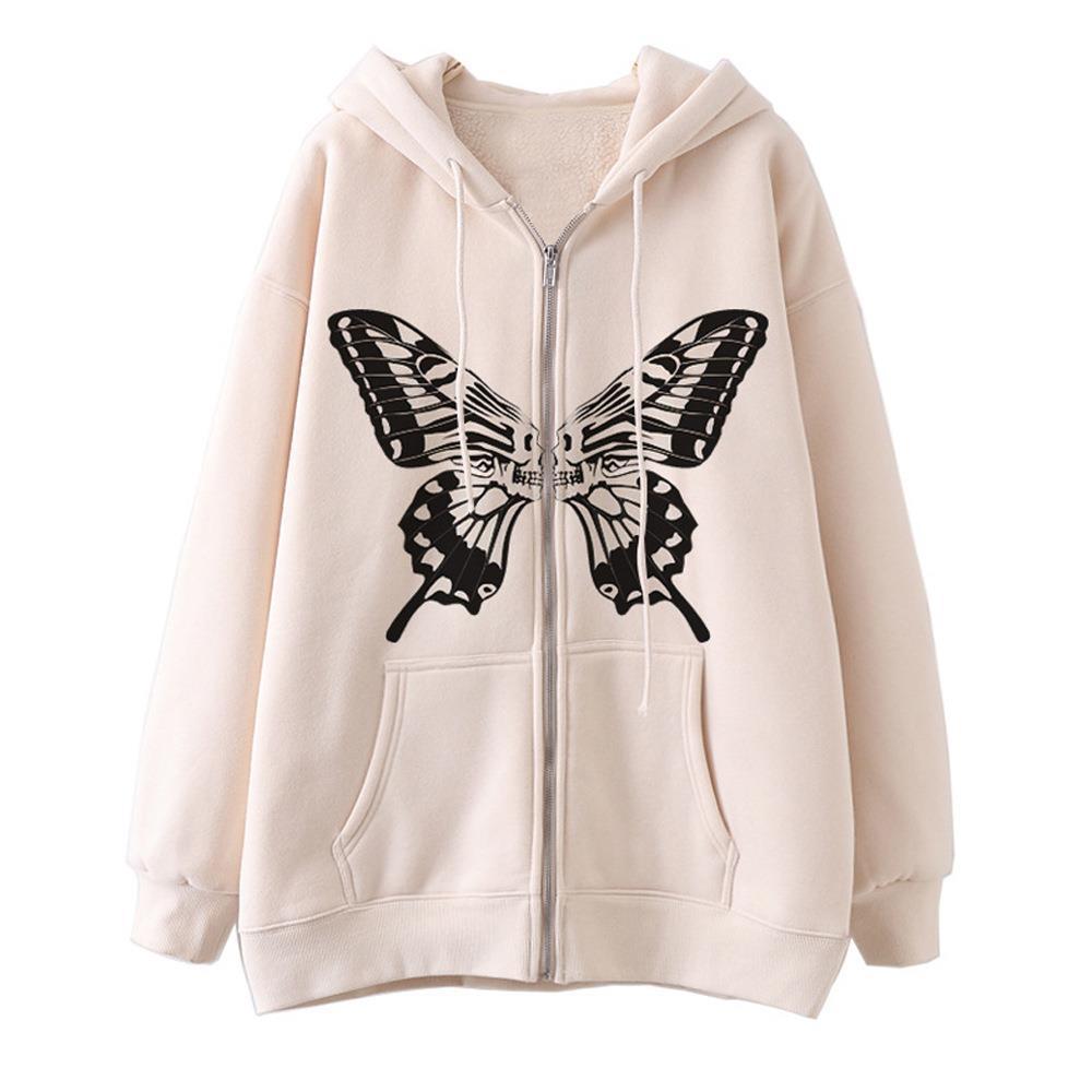 Damen Kapuzensweatjacke mit einzigartigem Schmetterlingsdruck EB