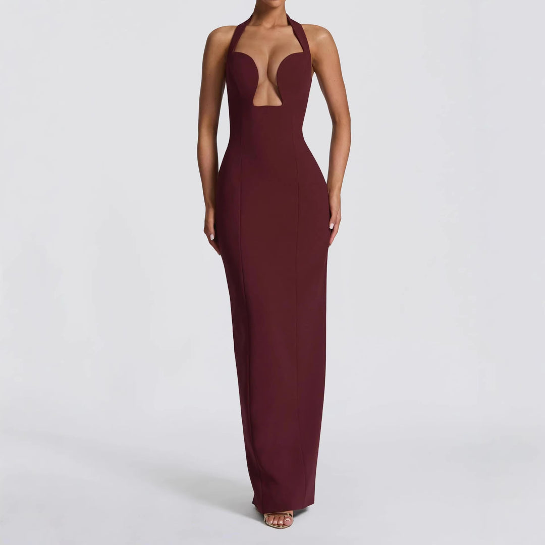 Damen Maxikleid mit tiefem Ausschnitt und Taschen EB