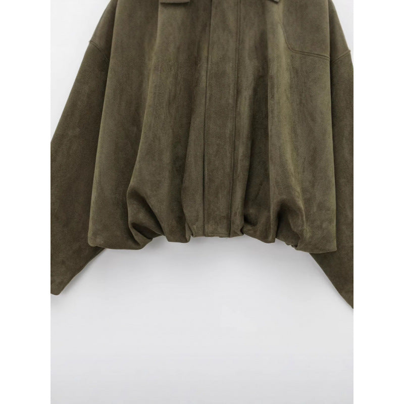 Damen modische Oversize-Jacke mit verstecktem Bund und Schulterdetails EB