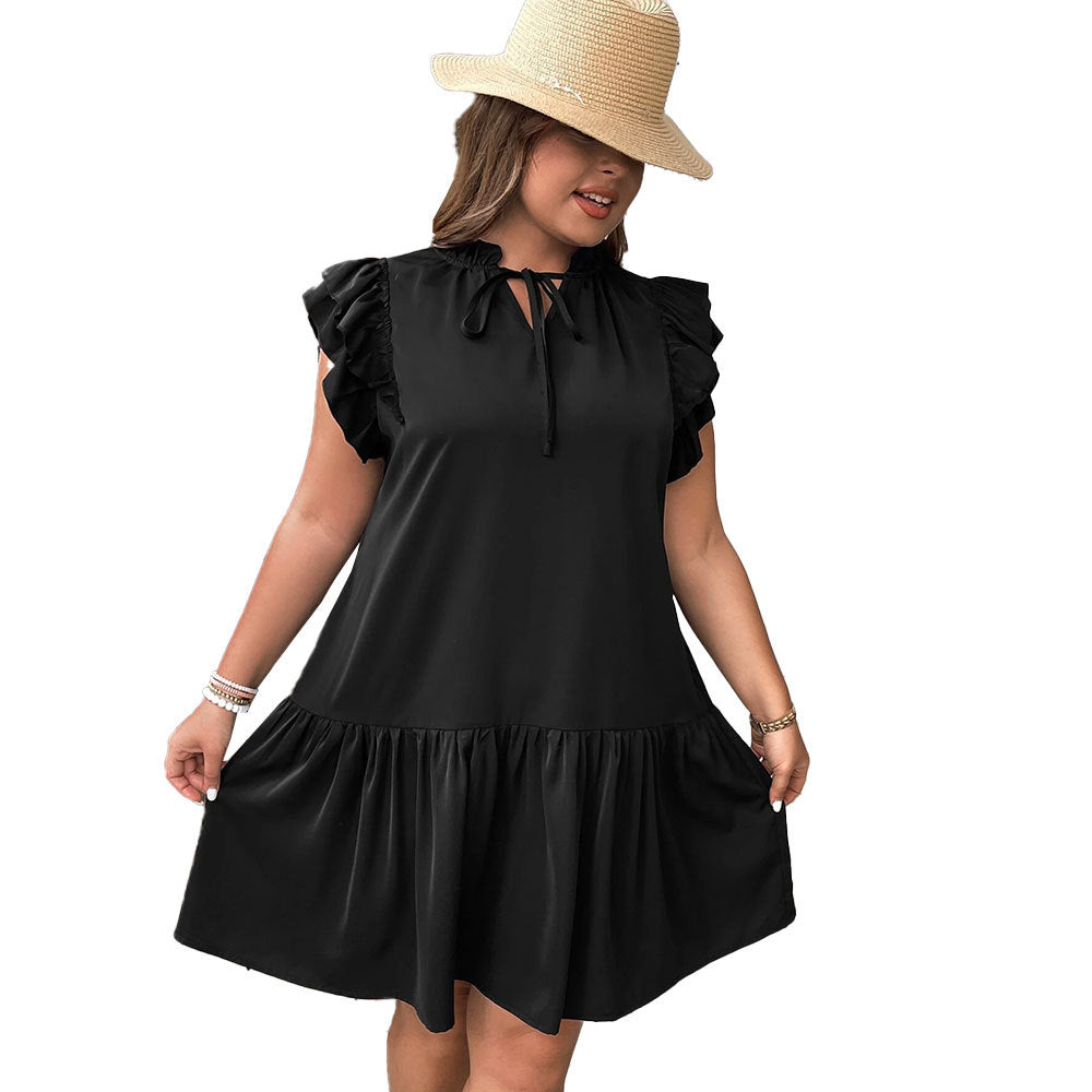 Damen Sommerkleid mit Rüschen und Taschen EB