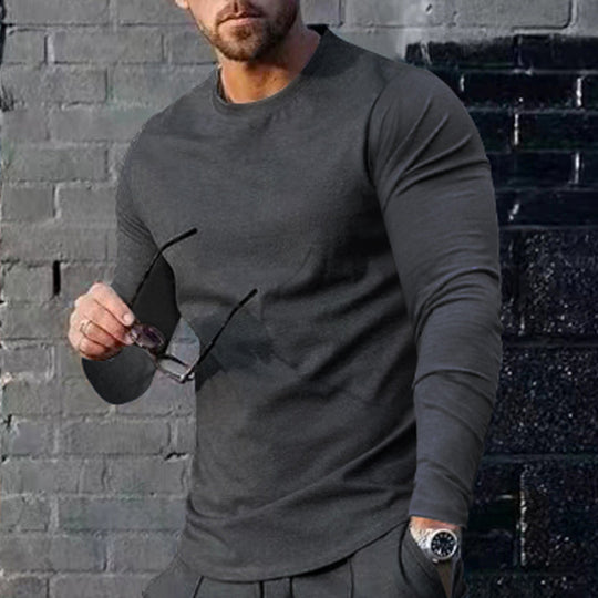 Herren hochwertiges Langarmshirt mit stylishem Rundhalsund und weicher Baumwollmischung EB