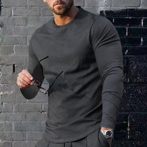Herren hochwertiges Langarmshirt mit stylishem Rundhalsund und weicher Baumwollmischung EB