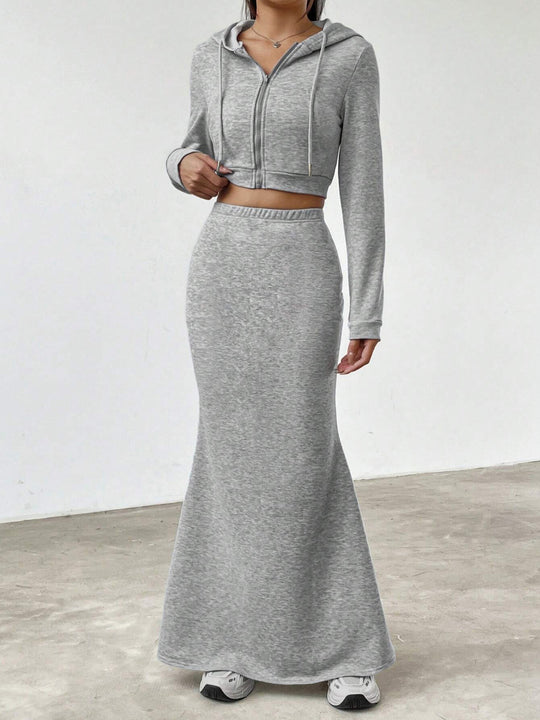 Damen Hoodie und Maxi-Rock Set EB