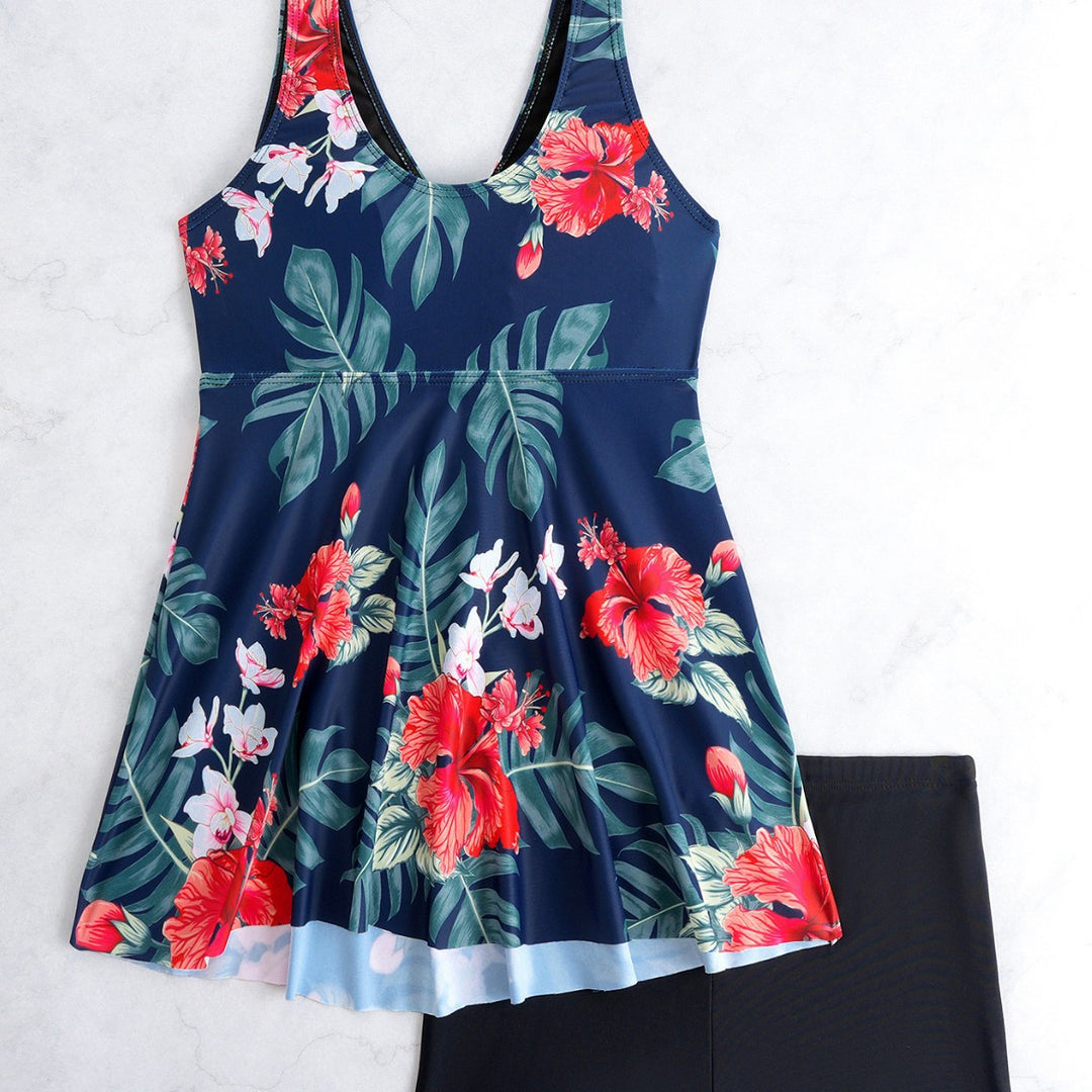 Damen Tankini-Set mit floralem Design und verstellbarem Oberteil EB