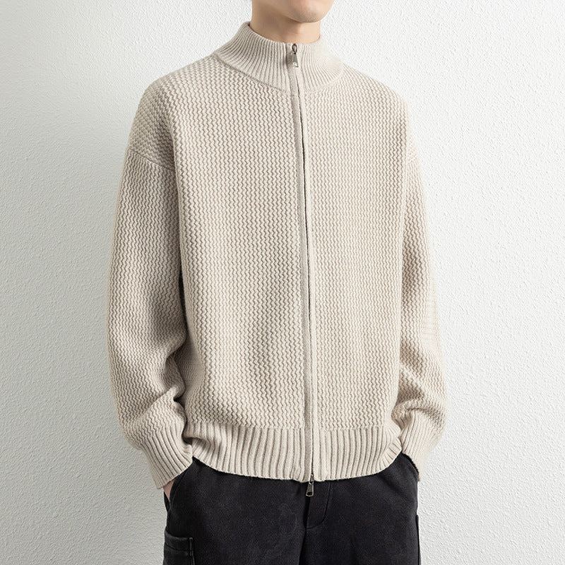 Herren Strickjacke mit hohem Kragen und praktischen Reißverschluss EB