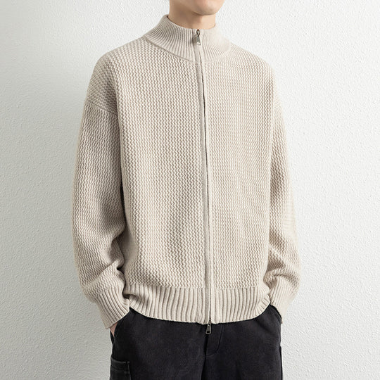 Herren Strickjacke mit hohem Kragen und praktischen Reißverschluss EB