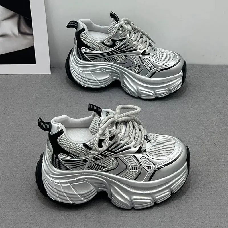 Damen Chunky Sneakers mit atmungsaktiver Netzstruktur und gepolsterter Sohle EB
