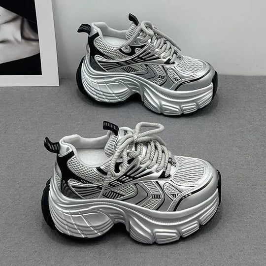 Damen Chunky Sneakers mit atmungsaktiver Netzstruktur und gepolsterter Sohle EB
