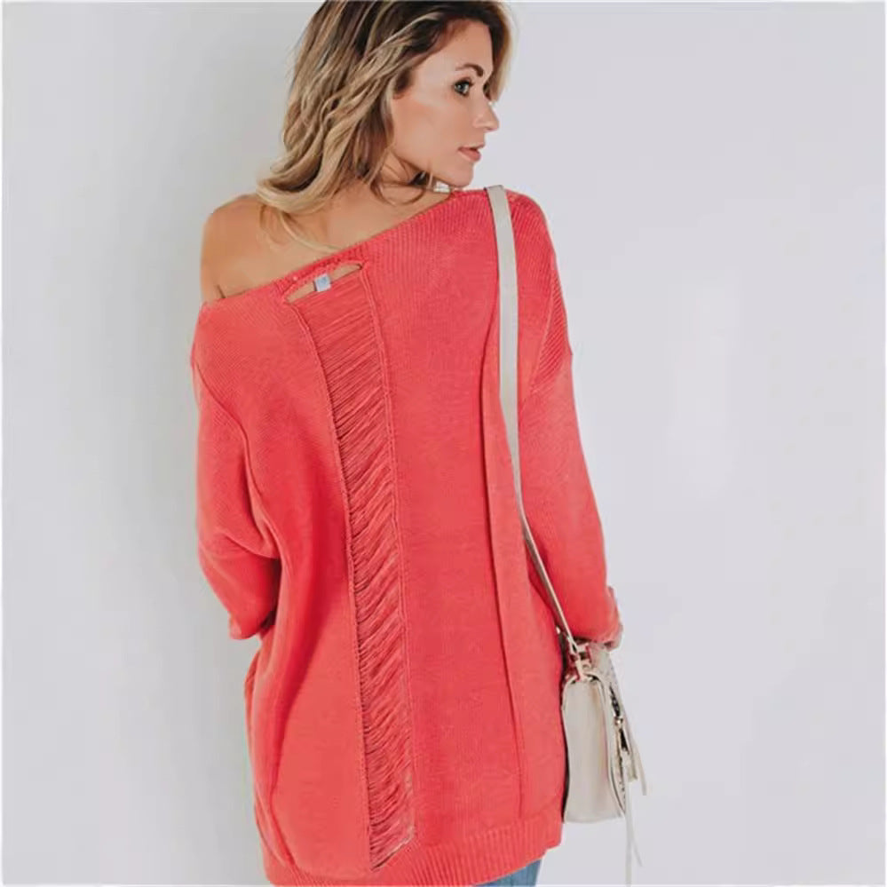 EB | Strickpullover Übergröße Passform V-Ausschnitt Texturiertes Wolle Brusttasche