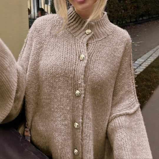 Damen oversized Strickjacke mit Knopf- und Rippdetails EB
