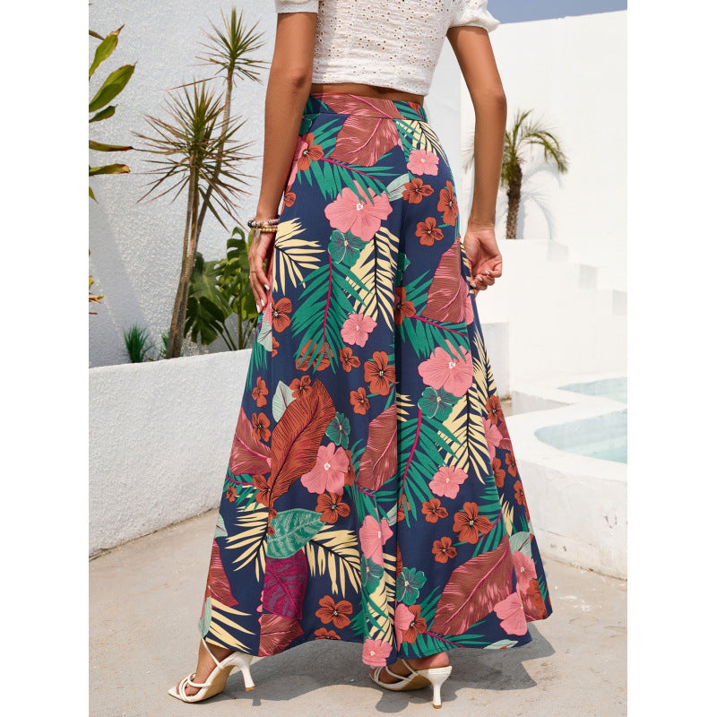 Damen Maxirock mit floralem Print und fließendem Stoff EB