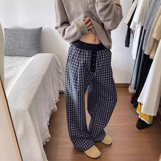 Damen Karottenhose aus weichem Material mit modischem Karo-Design EB