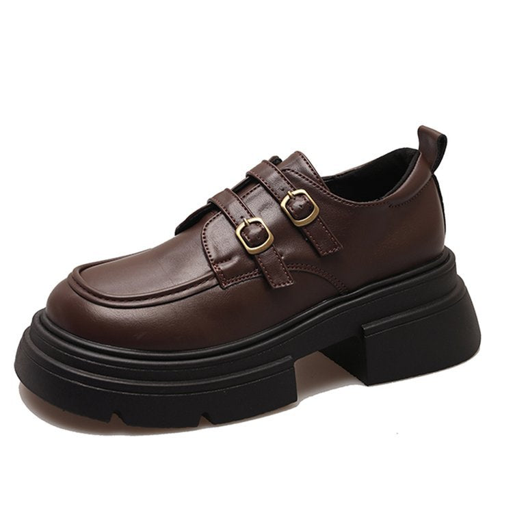 Damen modische Schnürschuhe mit eleganten Schnallen und robustem Plateau EB