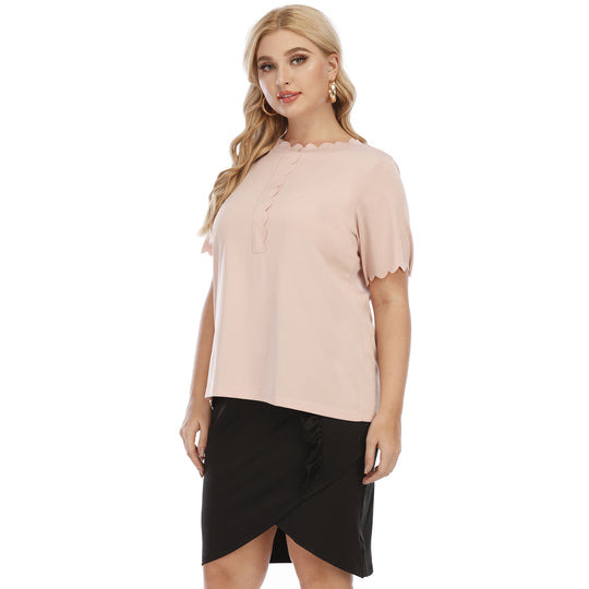 Damen elegantes Oberteil mit wellenförmigem Ausschnitt EB