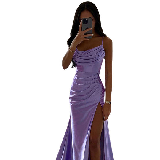 Damen Glamouröses Abendkleid mit seitlichem Schlitz und raffinierten Raffungseffekten EB