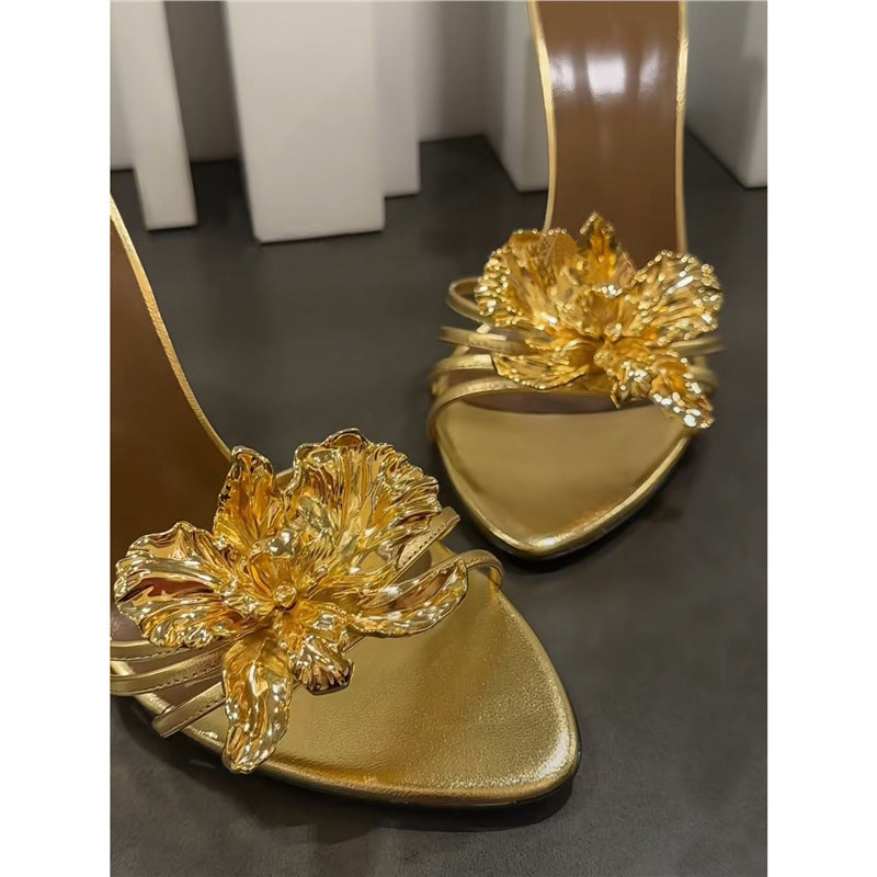 Damen elegante High Heels mit floralem Dekor EB