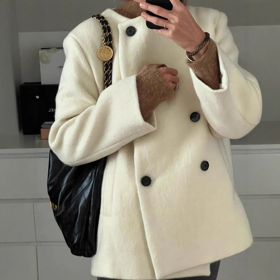 Damen elegante Wolljacke mit doppelter Knopfleiste EB