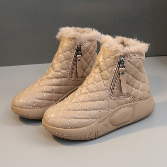 Damen warme Winterstiefel mit modischer Steppung und praktischem Reißverschluss EB