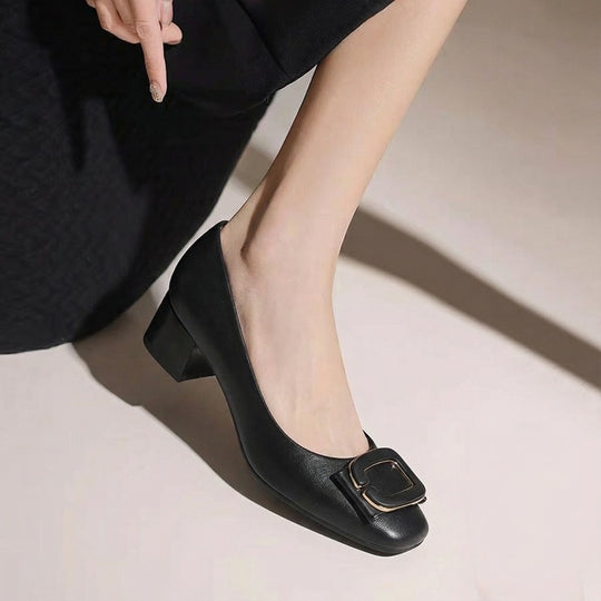 Damen elegante Ballerinas mit auffälligem Schnallen-Detail EB