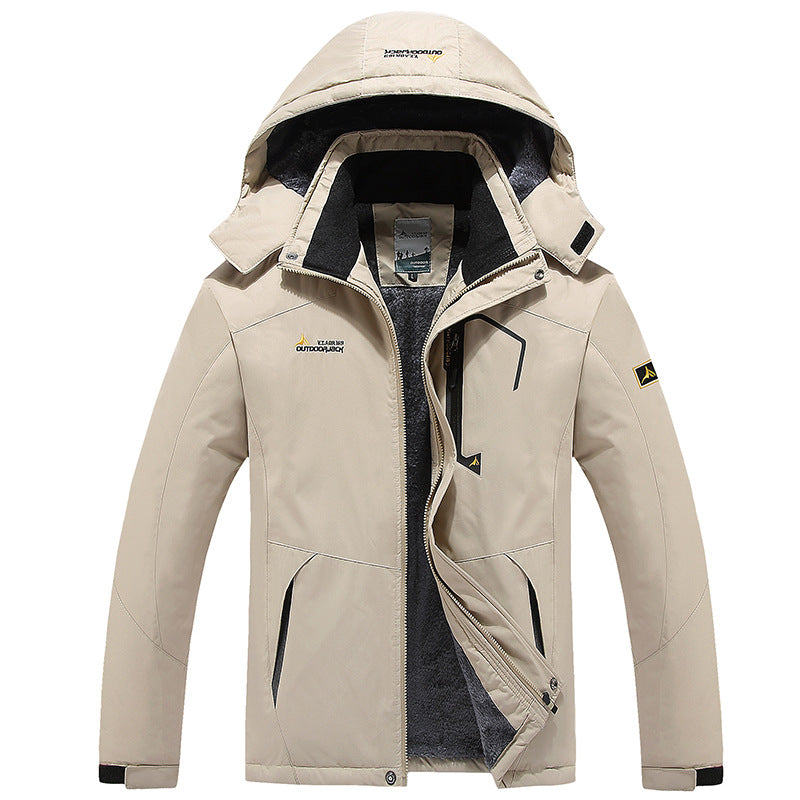 Herren multifunktionale wasserdichte Outdoorjacke mit abnehmbarem Fleece-Innenlayer und verstellbarer Kapuze EB