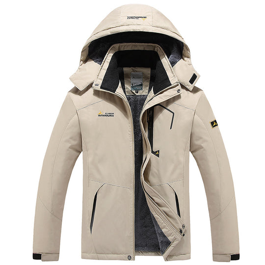 Herren multifunktionale wasserdichte Outdoorjacke mit abnehmbarem Fleece-Innenlayer und verstellbarer Kapuze EB