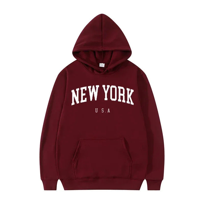 Damen Kapuzenpullover mit modischem New York Print und bequemer Passform EB