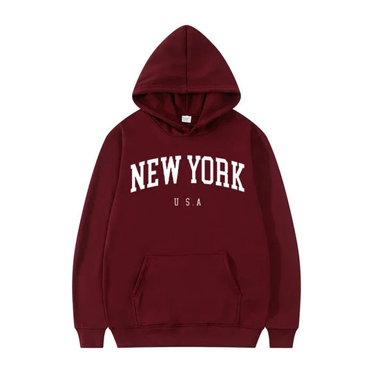Damen Kapuzenpullover mit modischem New York Print und bequemer Passform EB