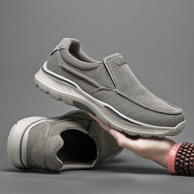 Herren leichte Slip-On Komfortfreizeitsneaker mit atmungsaktivem Canvas und stoßdämpfender Plateausohle EB