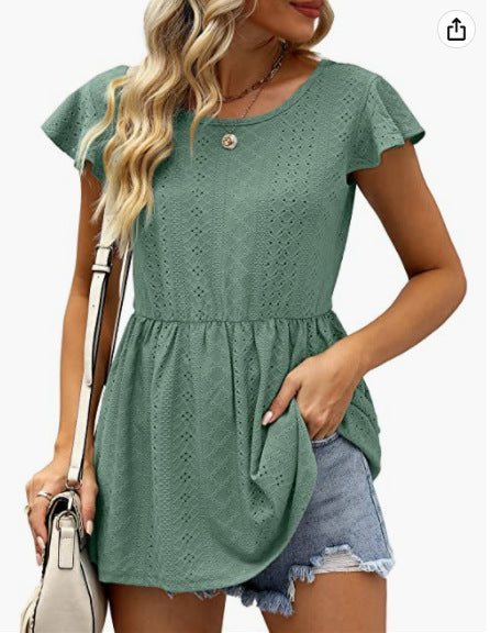 Damen Sommerliches Blusenshirt mit Rüschendetails EB