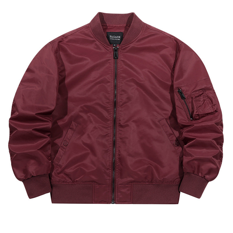 Men's  matte-shell insulated bomber jacket with reinforced sleeve zip pocket and snap-flap hand pockets EB